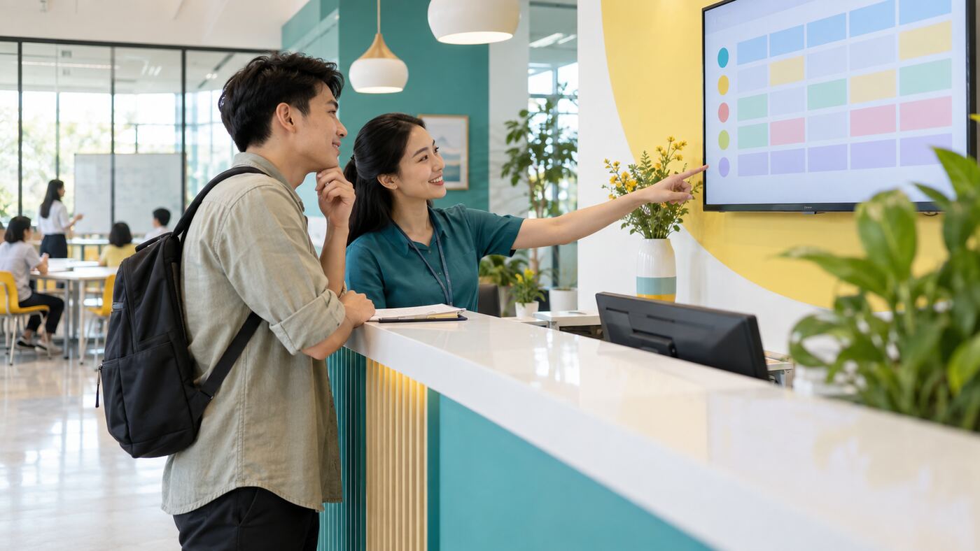 Góc làm việc minh họa chủ đề công ty thiết kế website trung tâm tiếng anh